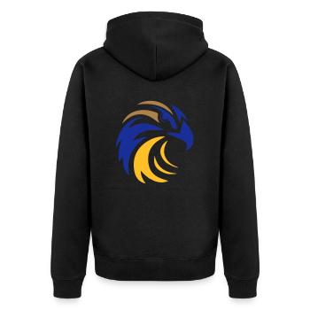 Adlerkopf Eagle - Unisex Premium Bio Zip Hoodie - Schwarz - Hinten - Nico (187cm)