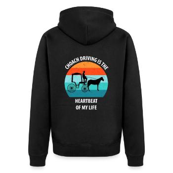 Kutscher Kutsche Pferdekutscher Kutschieren - Unisex Premium Bio Zip Hoodie - Schwarz - Hinten - Nico (187cm)