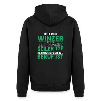 Verdammt geiler Typ - Winzer Edition - Unisex Premium Bio Zip Hoodie - Schwarz - Hinten - Nico (187cm)