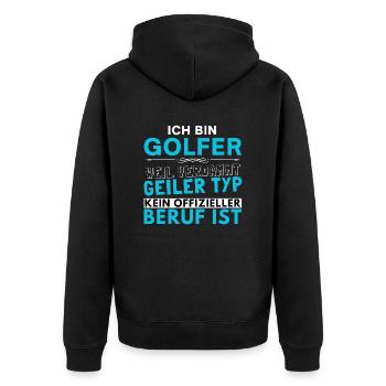Verdammt geiler Typ - Golfer Edition - Unisex Premium Bio Zip Hoodie - Schwarz - Hinten - Nico (187cm)