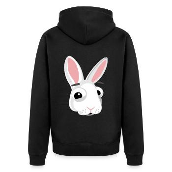 Hase Kopf Häschen lustig - Unisex Premium Bio Zip Hoodie - Schwarz - Hinten - Nico (187cm)