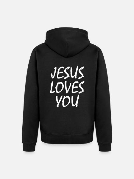 Jesus loves you - Premium økologisk unisex-hættejakke - sort