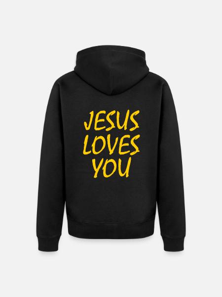 Jesus loves you - Unisex Premium Bio Zip Hoodie - Schwarz
