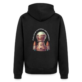 Fueld by coffee Rocket Coffee Machine - Unisex Premium Organic Zip Hoodie - black - Back - Nico (187cm)