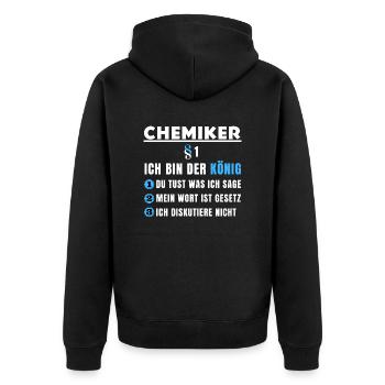 Chemist Gift - I'm the King - Unisex Premium Organic Zip Hoodie - black - Back - Nico (187cm)
