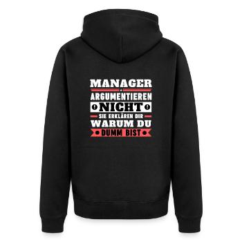 Les managers ne se disputent pas - Veste à capuche bio Premium Unisexe - noir - Dos - Nico (187cm)