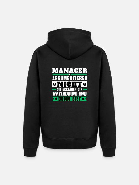Managers don't argue - Unisex Premium Organic Zip Hoodie - black