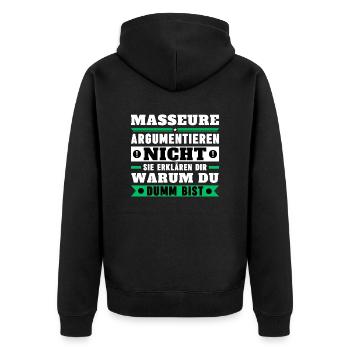 Massage therapists don't argue - Unisex Premium Organic Zip Hoodie - black - Back - Nico (187cm)