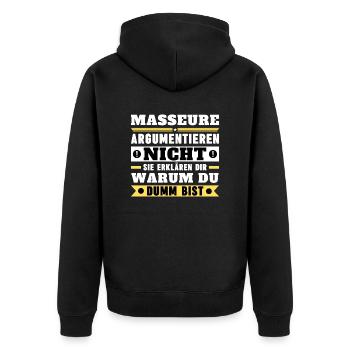 Massage therapists don't argue - Unisex Premium Organic Zip Hoodie - black - Back - Nico (187cm)