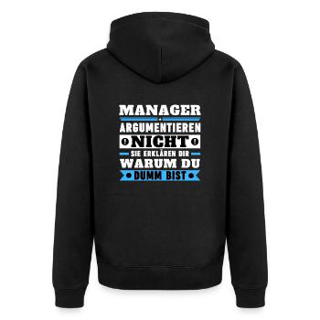 Les managers ne se disputent pas - Veste à capuche bio Premium Unisexe - noir - Dos - Nico (187cm)