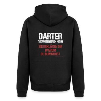 Darters don't argue - Unisex Premium Organic Zip Hoodie - black - Back - Nico (187cm)