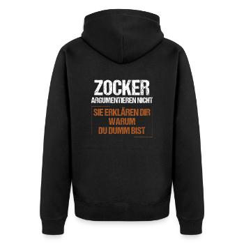 Gamblers don't argue - Unisex Premium Organic Zip Hoodie - black - Back - Nico (187cm)