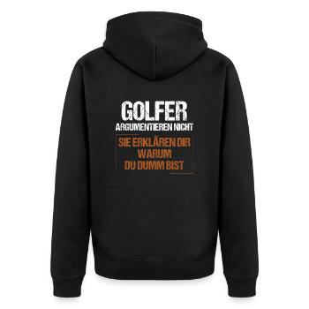Golfers don't argue - Unisex Premium Organic Zip Hoodie - black - Back - Nico (187cm)