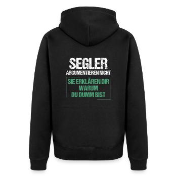 Sailors don't argue - Unisex Premium Organic Zip Hoodie - black - Back - Nico (187cm)
