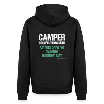 Les campeurs ne se disputent pas - Veste à capuche bio Premium Unisexe - noir - Dos - Nico (187cm)