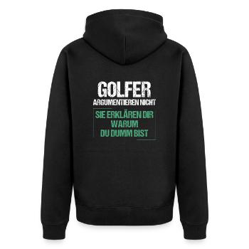 Golfers don't argue - Unisex Premium Organic Zip Hoodie - black - Back - Nico (187cm)