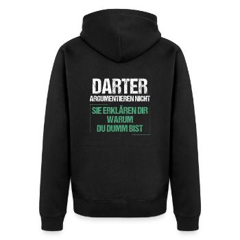 Darters don't argue - Unisex Premium Organic Zip Hoodie - black - Back - Nico (187cm)