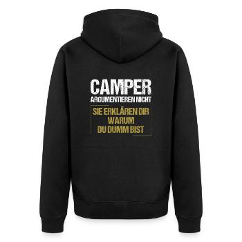 Les campeurs ne se disputent pas - Veste à capuche bio Premium Unisexe - noir - Dos - Nico (187cm)