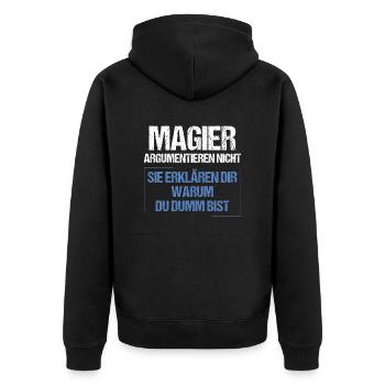 Magicians don't argue - Unisex Premium Organic Zip Hoodie - black - Back - Nico (187cm)