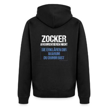 Gamblers don't argue - Unisex Premium Organic Zip Hoodie - black - Back - Nico (187cm)