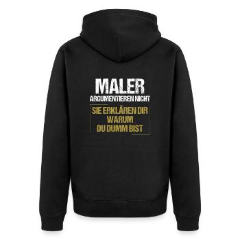 Maler argumentieren nicht - Unisex Premium Bio Zip Hoodie - Schwarz - Hinten - Nico (187cm)