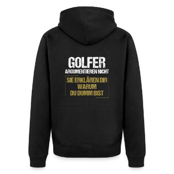 Golfers don't argue - Unisex Premium Organic Zip Hoodie - black - Back - Nico (187cm)