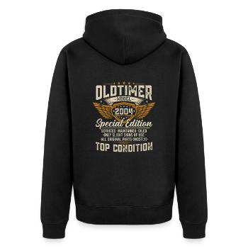 Vintage 2004 Vintage Born Birthday Gift - Unisex Premium Organic Zip Hoodie - black - Back - Nico (187cm)