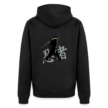 ninja kanji (A, 3c) - Unisex Premium Organic Zip Hoodie - black - Back - Nico (187cm)