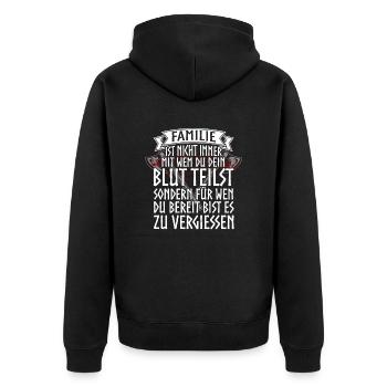 Wikinger - Familie - Unisex Premium Bio Zip Hoodie - Schwarz - Hinten - Nico (187cm)