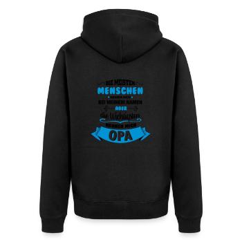 Beim Namen nennen - Opa - Unisex Premium Bio Zip Hoodie - Schwarz - Hinten - Nico (187cm)