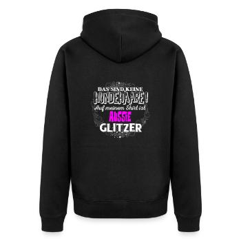 AUSSIE - Glitzer - Unisex Premium Bio Zip Hoodie - Schwarz - Hinten - Nico (187cm)