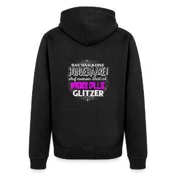 BORDER COLLIE - Glitzer - Unisex Premium Bio Zip Hoodie - Schwarz - Hinten - Nico (187cm)