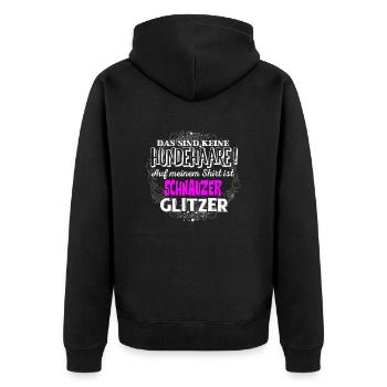 SCHNAUZER - Glitzer - Unisex Premium Bio Zip Hoodie - Schwarz - Hinten - Nico (187cm)