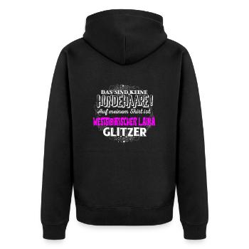WESTSIBIRISCHER LAIKA - Glitzer - Unisex Premium Bio Zip Hoodie - Schwarz - Hinten - Nico (187cm)