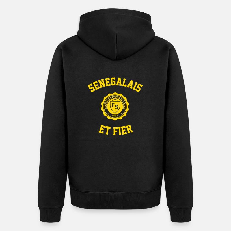 SENEGALAIS ET FIER JAUNE - Veste à capuche bio Premium Unisexe - noir