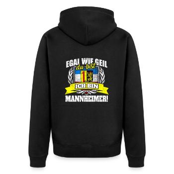 Mannheimer Mannheim Baden-Württemberg Geschenk - Unisex Premium Bio Zip Hoodie - Schwarz - Hinten - Nico (187cm)