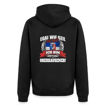 Oberhausener Oberhausen Oberhausenerin Geschenk - Unisex Premium Bio Zip Hoodie - Schwarz - Hinten - Nico (187cm)