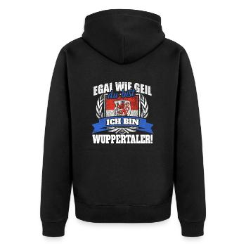 Wuppertaler Wuppertal Wuppertalerin Geschenk - Unisex Premium Bio Zip Hoodie - Schwarz - Hinten - Nico (187cm)