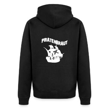 Piratenbraut Pirat Piratin Piratenschiff Geschenk - Unisex Premium Bio Zip Hoodie - Schwarz - Hinten - Nico (187cm)