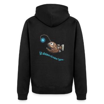 Anglerfisch - Unisex Premium Bio Zip Hoodie - Schwarz - Hinten - Nico (187cm)