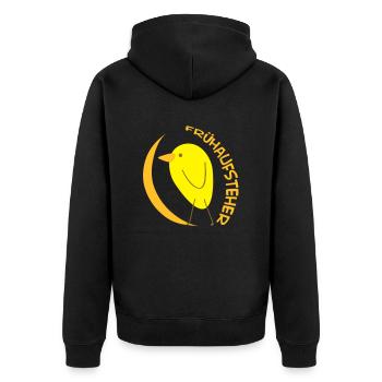 Early bird (birds) - Unisex Premium Organic Zip Hoodie - black - Back - Nico (187cm)