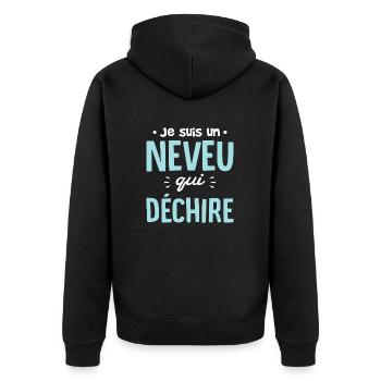 Neveu qui déchire drole - Veste à capuche bio Premium Unisexe - noir - Dos - Nico (187cm)