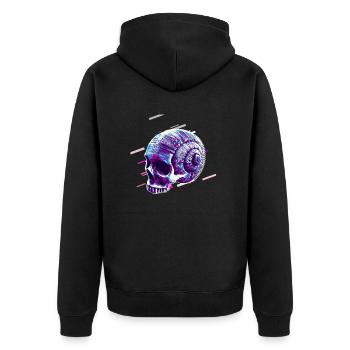 Crâne Cor 80 Rétro Violet - Veste à capuche bio Premium Unisexe - noir - Dos - Nico (187cm)