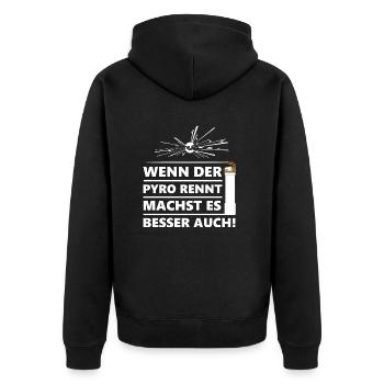 Pyro runs fireworks on New Year's Eve - Unisex Premium Organic Zip Hoodie - black - Back - Nico (187cm)