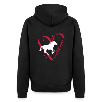 Haflinger Herz - Unisex Premium Bio Zip Hoodie - Schwarz - Hinten - Nico (187cm)