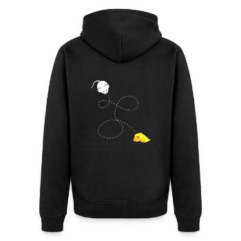 Mäuse Käse - Unisex Premium Bio Zip Hoodie - Schwarz - Hinten - Nico (187cm)
