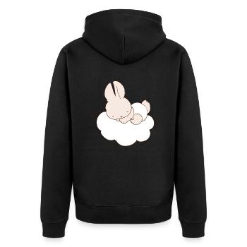 Baby Bunny sleeping on cloud - Unisex Premium Organic Zip Hoodie - black - Back - Nico (187cm)