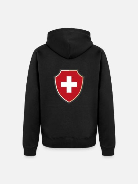 Swiss Flag - Unisex Premium Bio Zip Hoodie - Schwarz