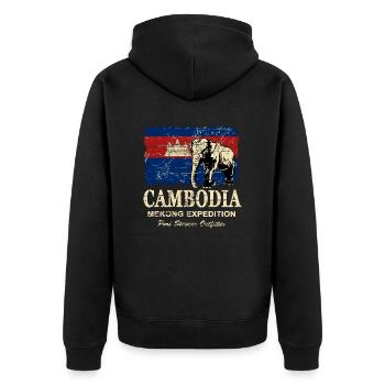 Cambodia - Elephant - Vintage Look - Veste à capuche bio Premium Unisexe - noir - Dos - Nico (187cm)