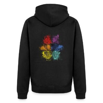 Rainbow Hearts - Unisex Premium Bio Zip Hoodie - Schwarz - Hinten - Nico (187cm)